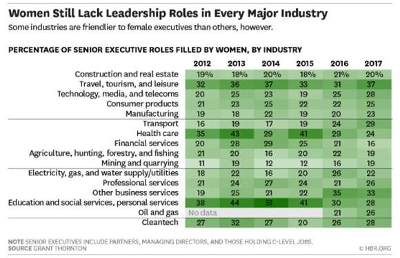 sector difference in female leadership